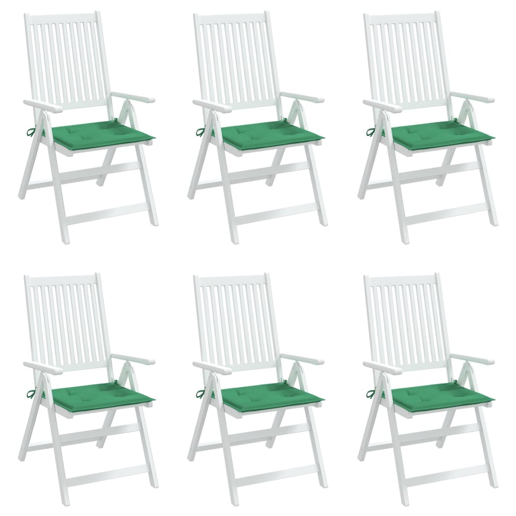 vidaXL Garden Chair Cushions 6 pcs Green 19.7"x19.7"x1.2" Oxford Fabric