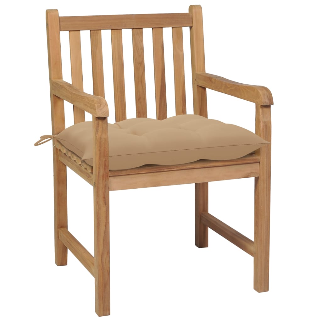 vidaXL Patio Chairs 4 pcs with Beige Cushions Solid Teak Wood