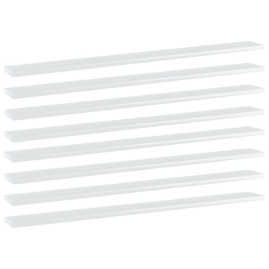 vidaXL Bookshelf Boards 8 pcs High Gloss White 39.4"x3.9"x0.6" Chipboard