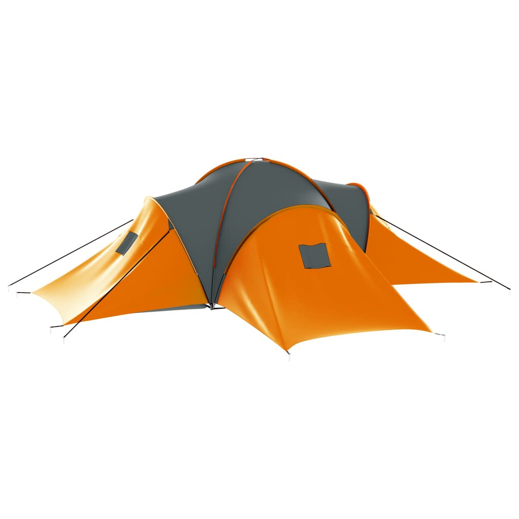 vidaXL Camping Tent 9 Persons Fabric Gray and Orange | vidaXL.com