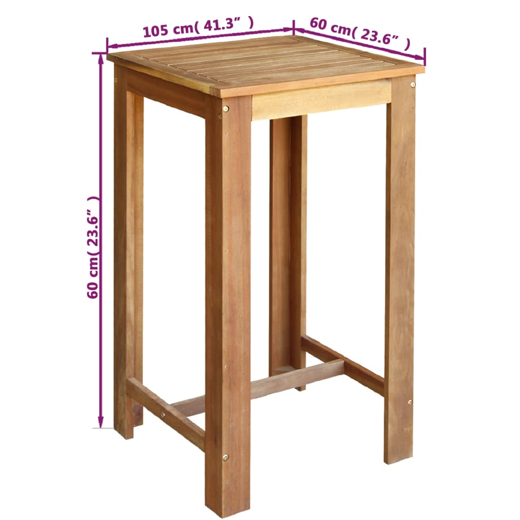 vidaXL Bar Table and Chair Set 3 Pieces Solid Acacia Wood