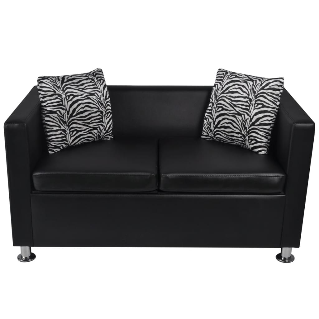 vidaXL Sofa 2-Seater Artificial Leather Black
