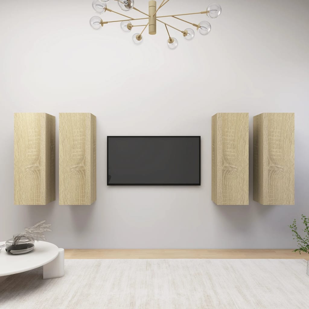 vidaXL TV Cabinets 4 pcs Sonoma Oak 12"x11.8"x35.4" Engineered Wood