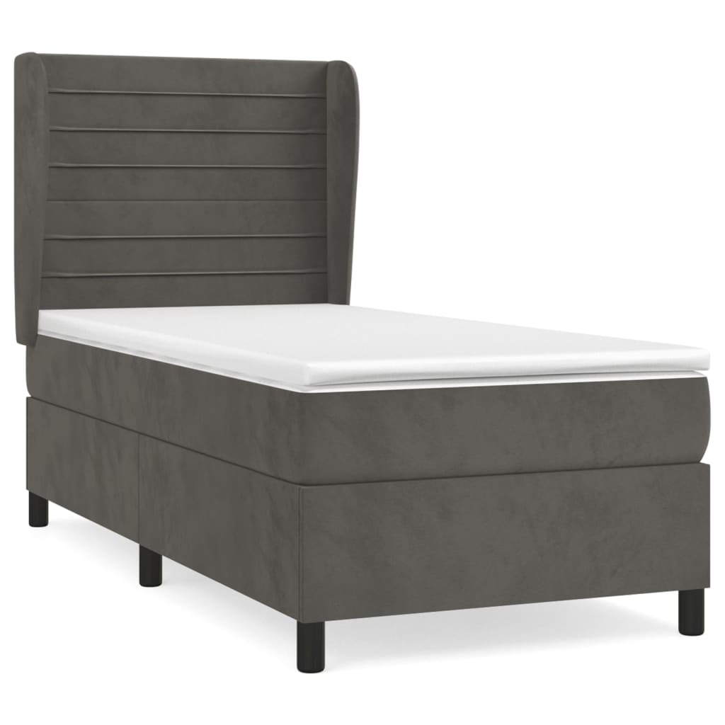 vidaXL Box Spring Bed with Mattress Dark Gray Twin XL Velvet