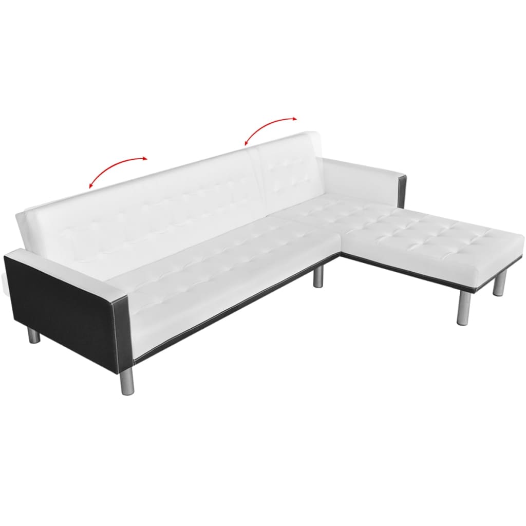 vidaXL Sofa Bed L-shaped Artificial Leather Adjustable White