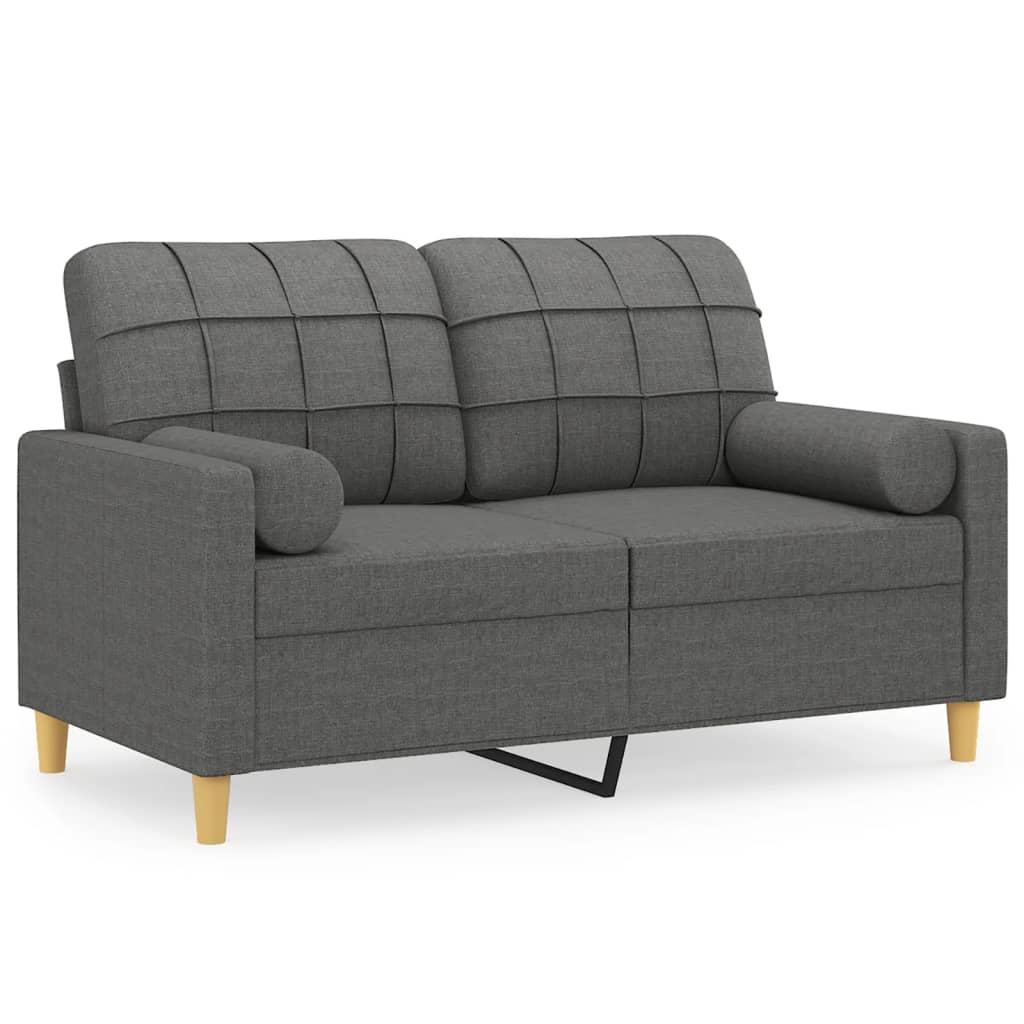 vidaXL 2-Seater Sofa with Throw Pillows Dark Gray 47.2" Fabric