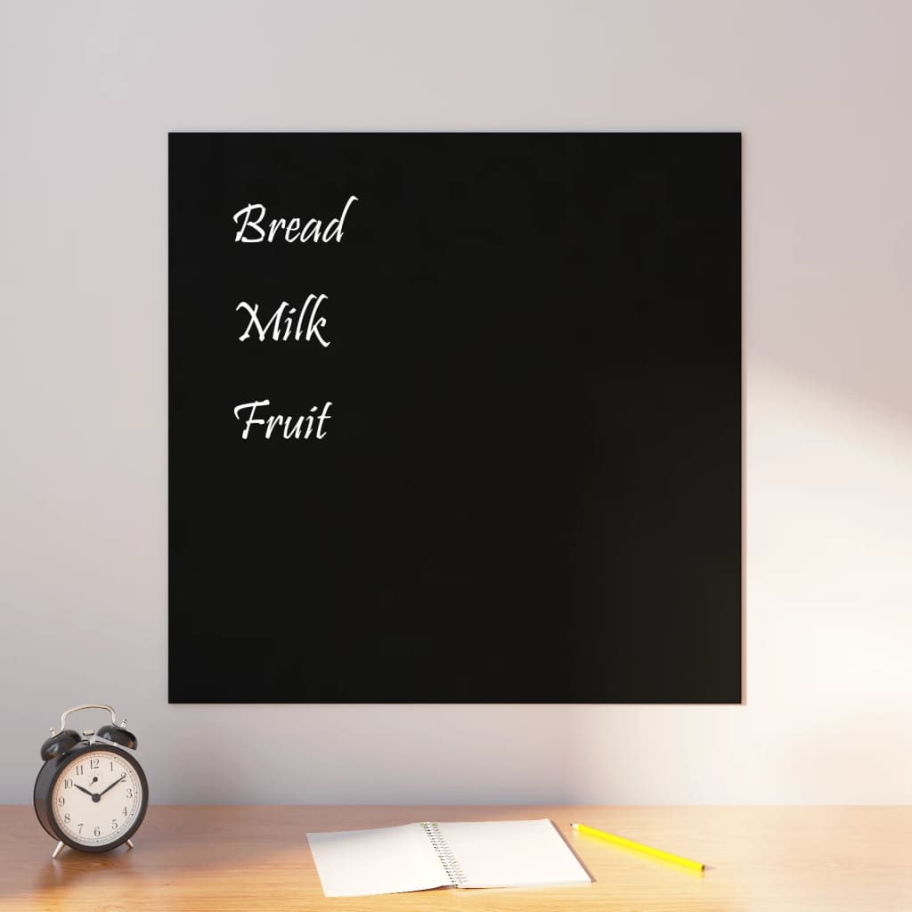 vidaXL Wall-mounted Magnetic Board Black 23.6"x23.6" Tempered Glass