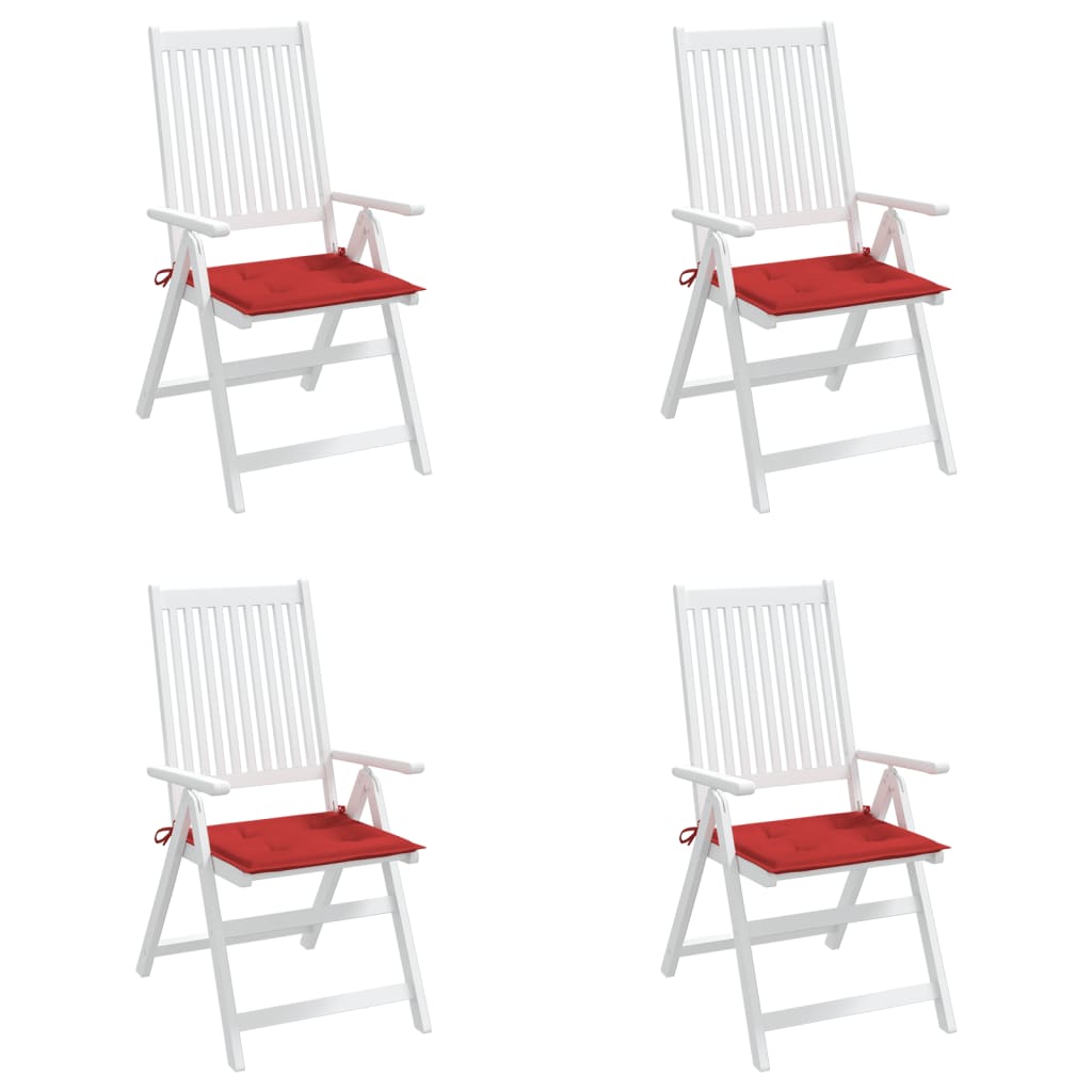 vidaXL Garden Chair Cushions 4 pcs Red 19.7"x19.7"x1.2" Fabric