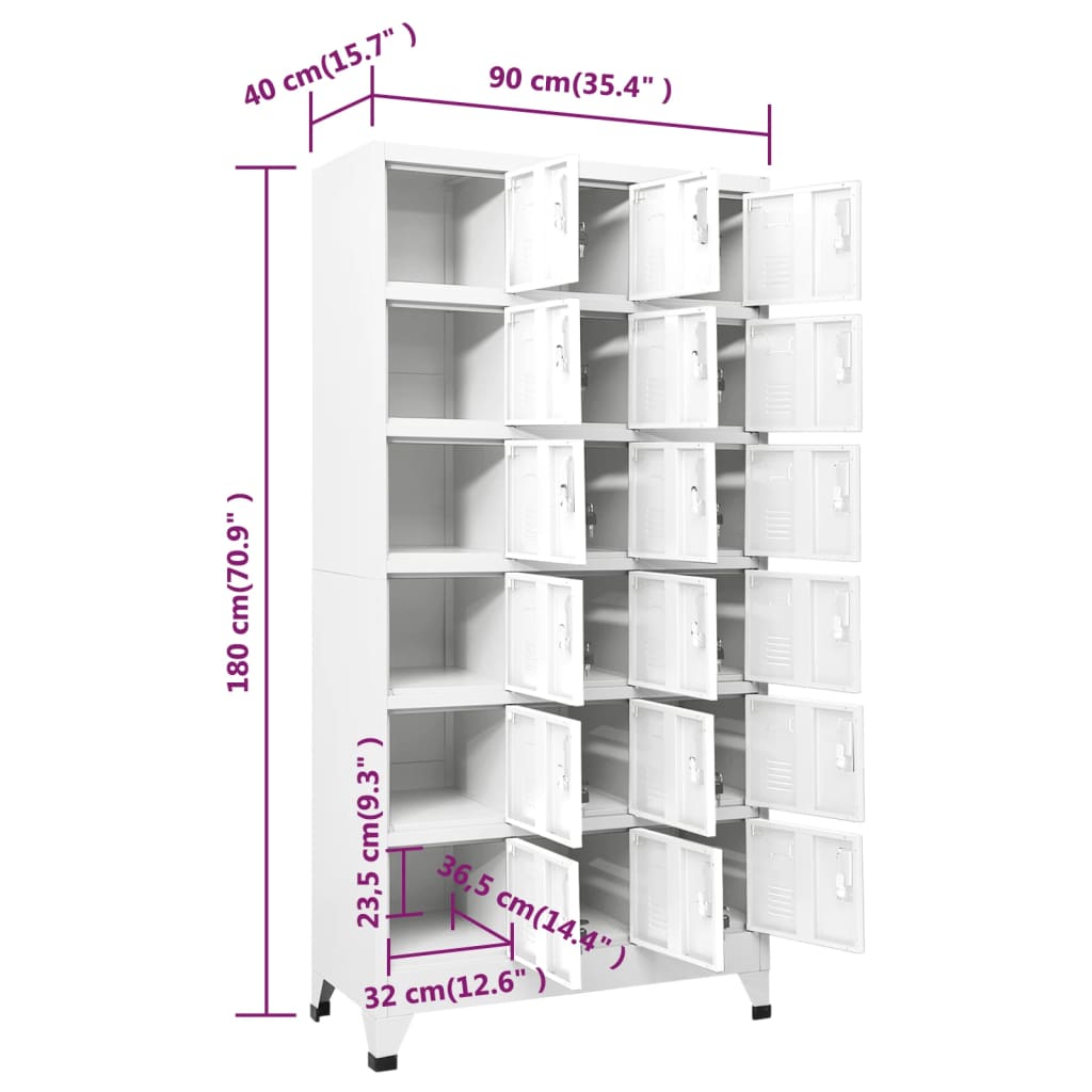 vidaXL Locker Cabinet with 18 Compartments Metal 35.4"x15.7"x70.9"