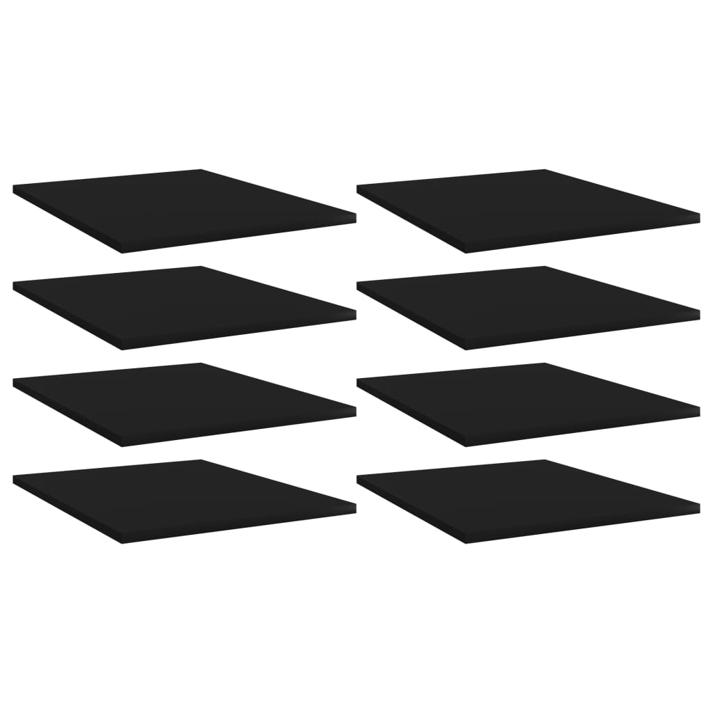 vidaXL Bookshelf Boards 8 pcs Black 15.7"x19.7"x0.6" Engineered Wood