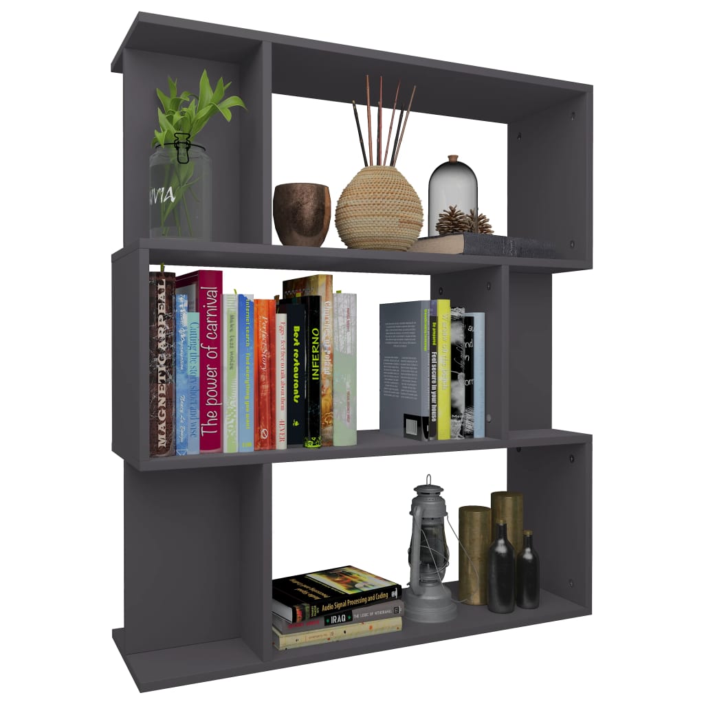 vidaXL Book Cabinet/Room Divider Gray 31.5"x9.4"x37.8" Engineered Wood