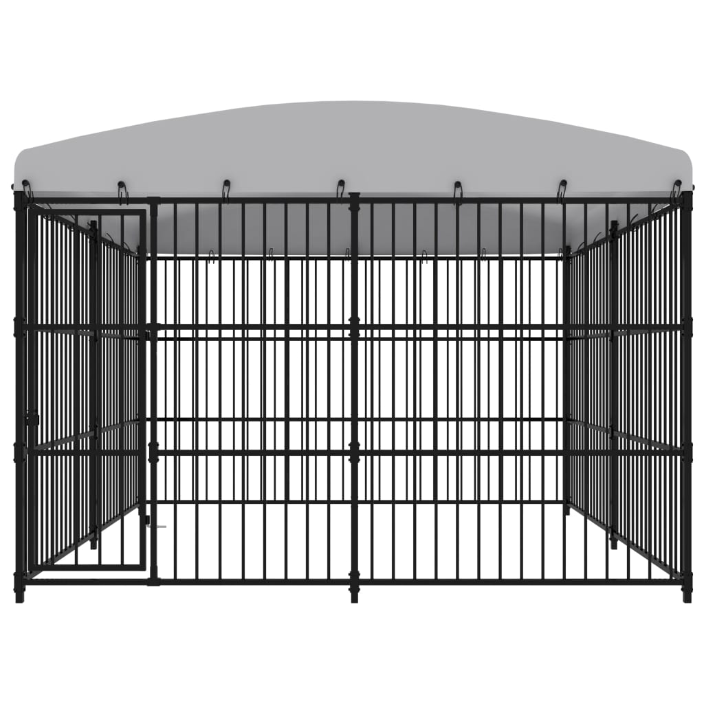 vidaXL Outdoor Dog Kennel with Roof 118.1"x118.1"x82.7"
