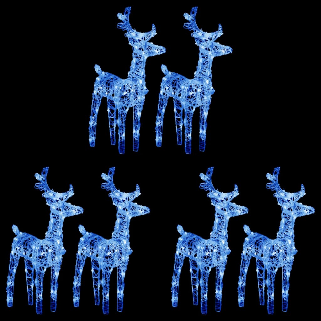 vidaXL Christmas Reindeers 6 pcs Blue 240 LEDs Acrylic