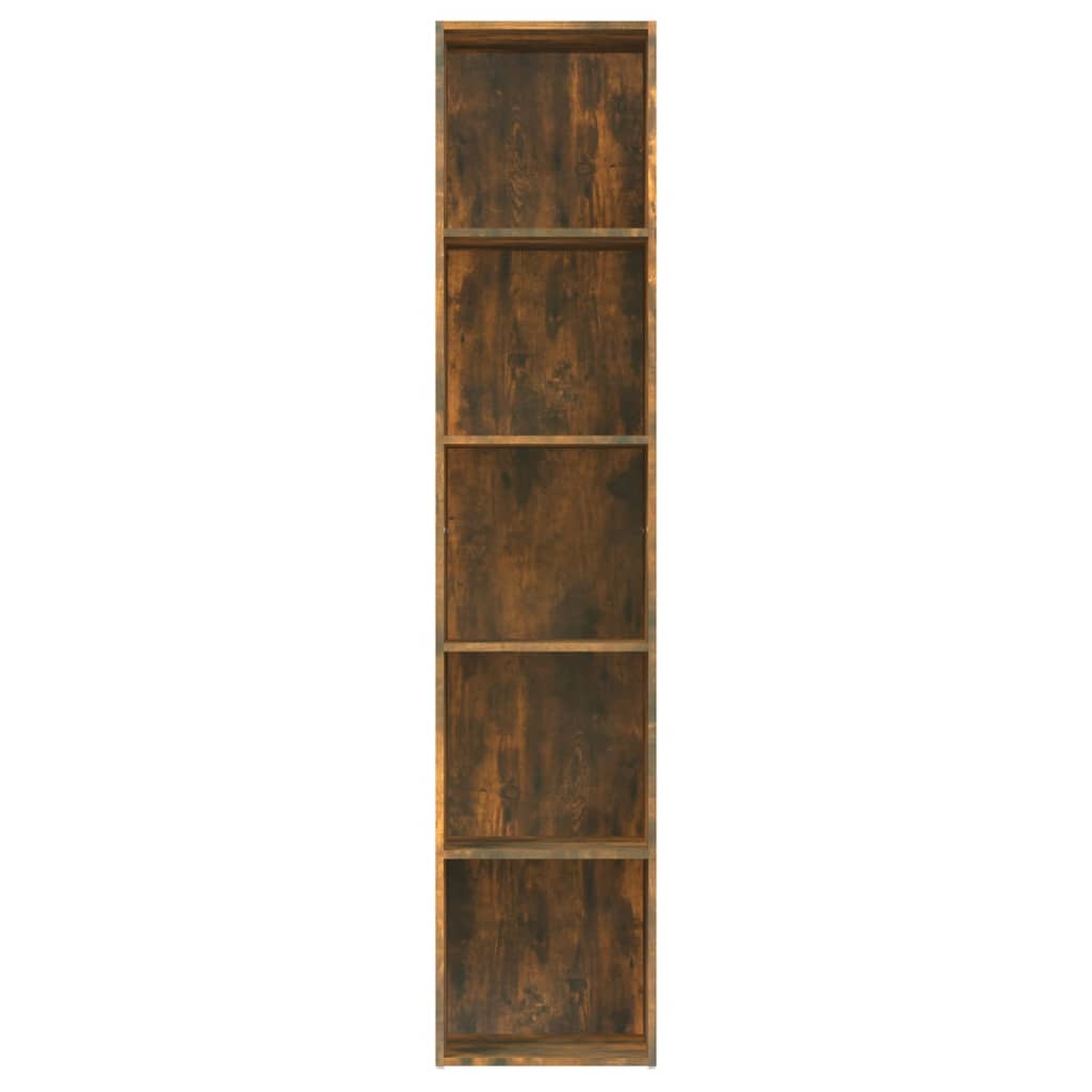 vidaXL Book Cabinet Smoked Oak 15.7"x11.8"x74.4" Engineered Wood