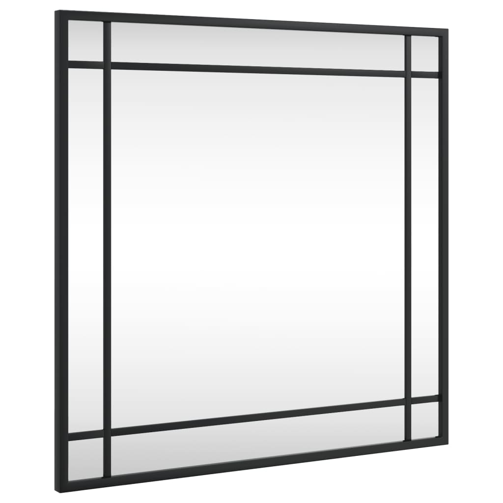 vidaXL Wall Mirror Black 19.7"x19.7" Square Iron