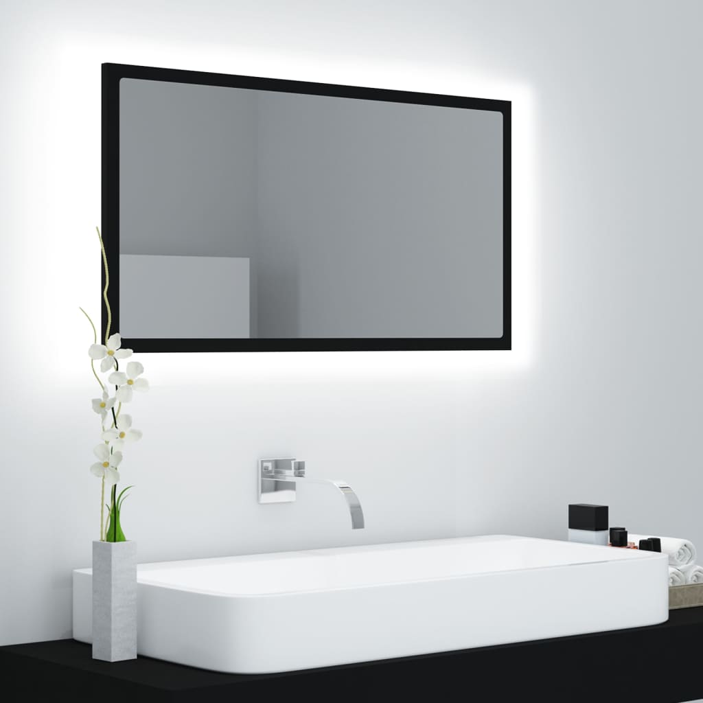 vidaXL LED Bathroom Mirror Black 31.5"x3.3"x14.6" Acrylic