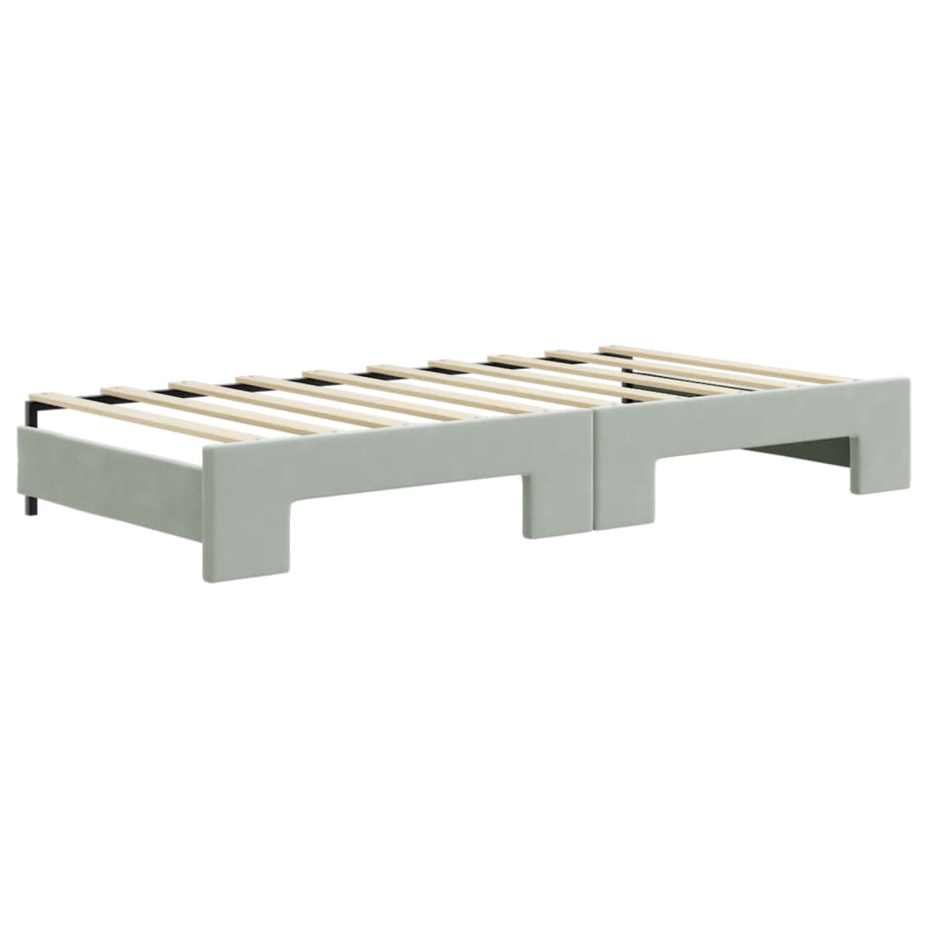 vidaXL Daybed with Trundle Light Gray 39.4"x74.8" Velvet
