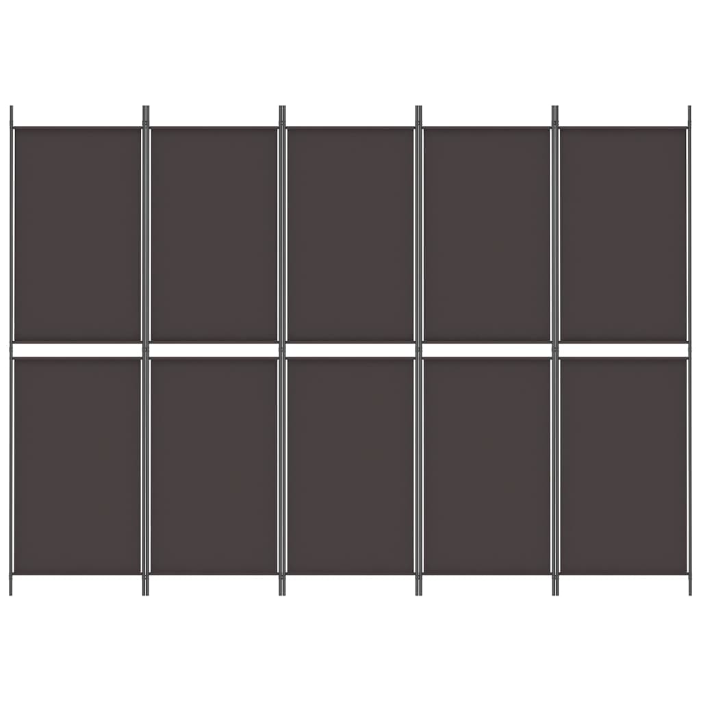 vidaXL 5-Panel Room Divider Brown 98.4"x70.9" Fabric