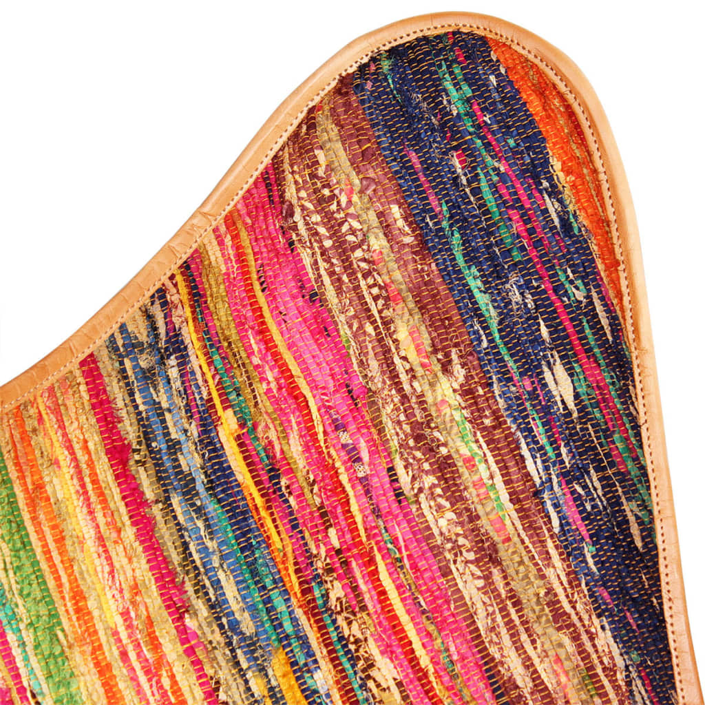 vidaXL Butterfly Chairs 2 pcs Multicolor Chindi Fabric