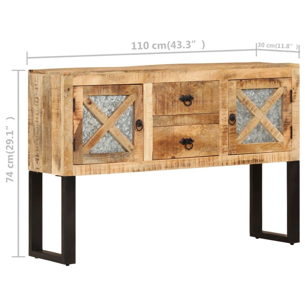 vidaXL Sideboard 43.3"x11.8"x29.1" Rough Mango Wood