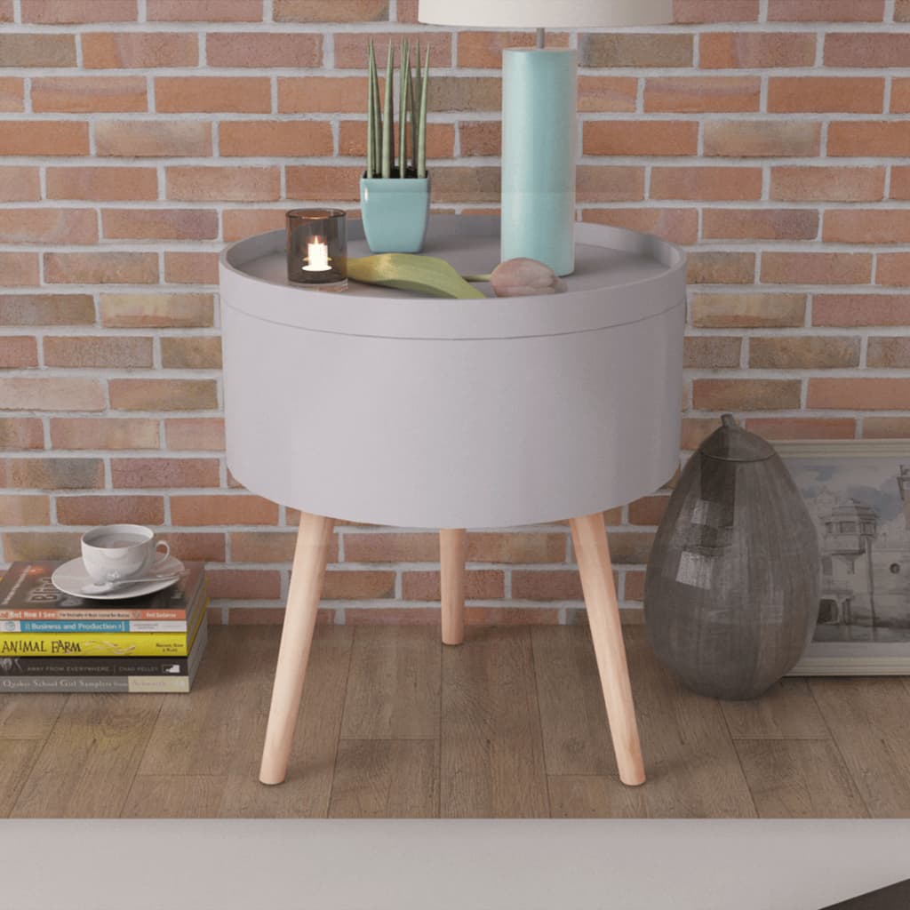 vidaXL Side Table with Serving Tray Round 15.6"x17.5" Gray