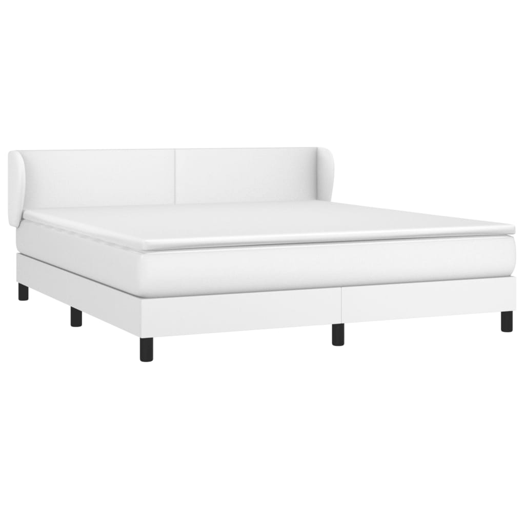 vidaXL Box Spring Bed with Mattress White California King Faux Leather