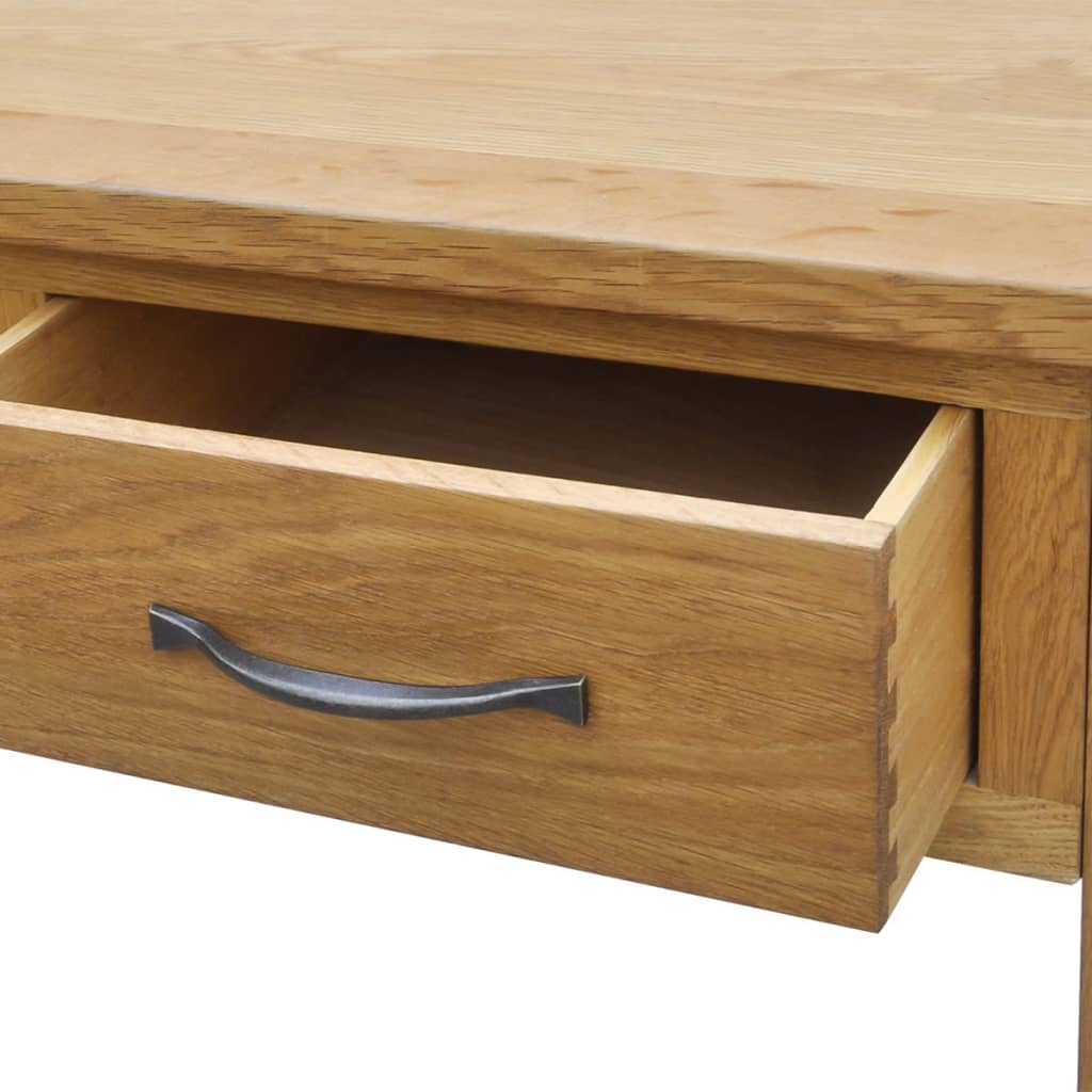 vidaXL Solid Oak Wood Dressing Table with Stool