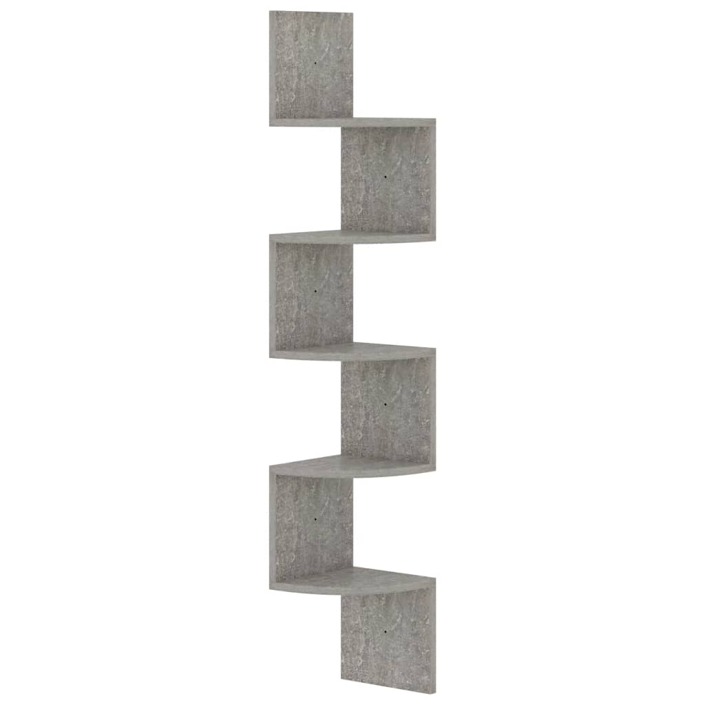 vidaXL Wall Corner Shelf Concrete Gray 7.5"x7.5"x48.4" Engineered Wood