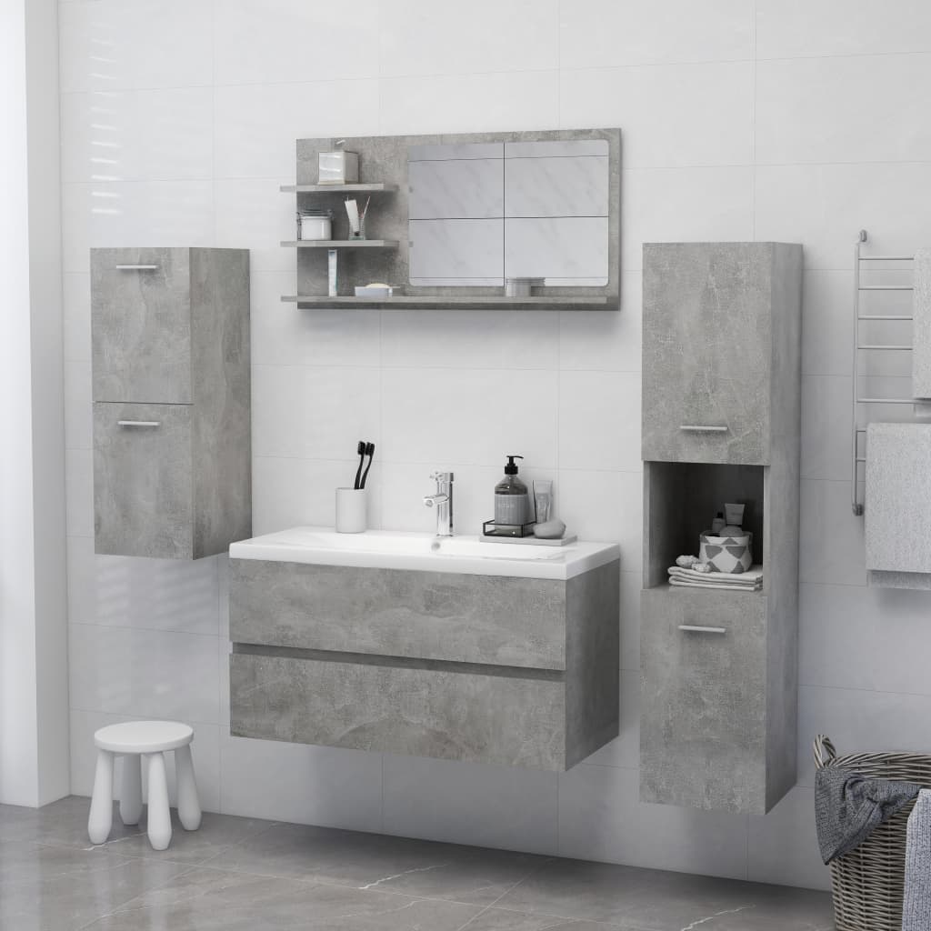 vidaXL Bathroom Mirror Concrete Gray 35.4"x4.1"x17.7" Chipboard