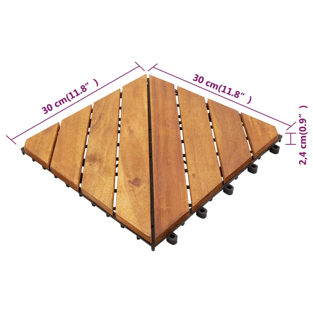 vidaXL Decking Tiles 20 pcs Brown 11.8"x11.8" Solid Wood Acacia