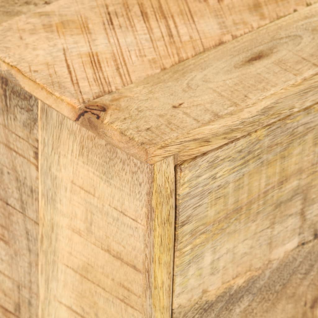 vidaXL Side Table with Drawer Wheels Mango Wood 15.7"x15.7"x17.7"