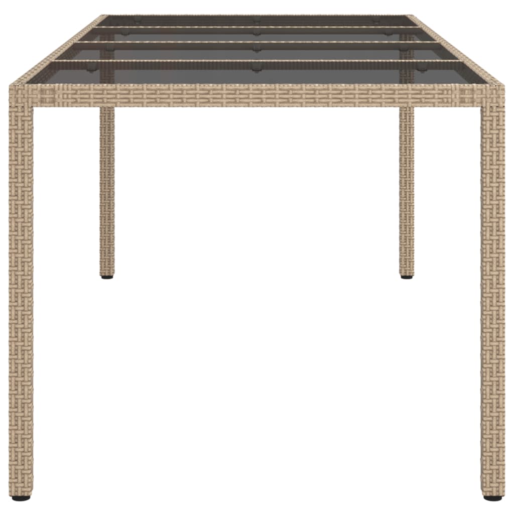 vidaXL Patio Table Beige 74.8"x35.4"x29.5" Tempered Glass and Poly Rattan