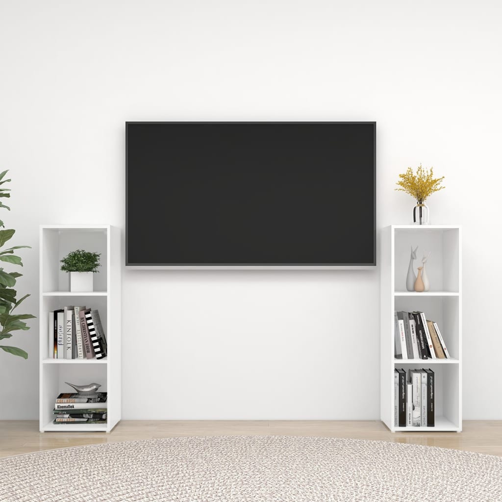 vidaXL TV Stands 2 Pcs High Gloss White 42.1"x13.8"x14.6" Engineered Wood
