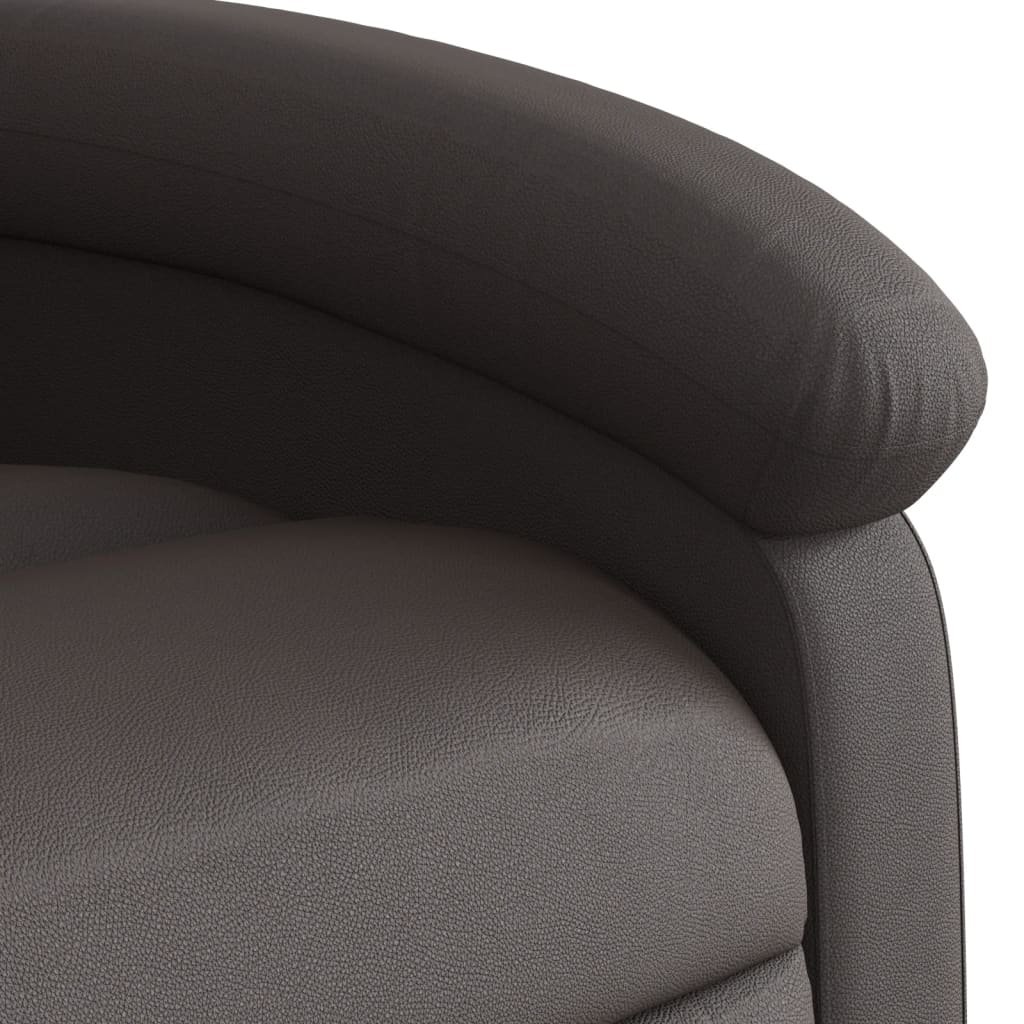 vidaXL Massage Recliner Chair Dark Brown Real Leather