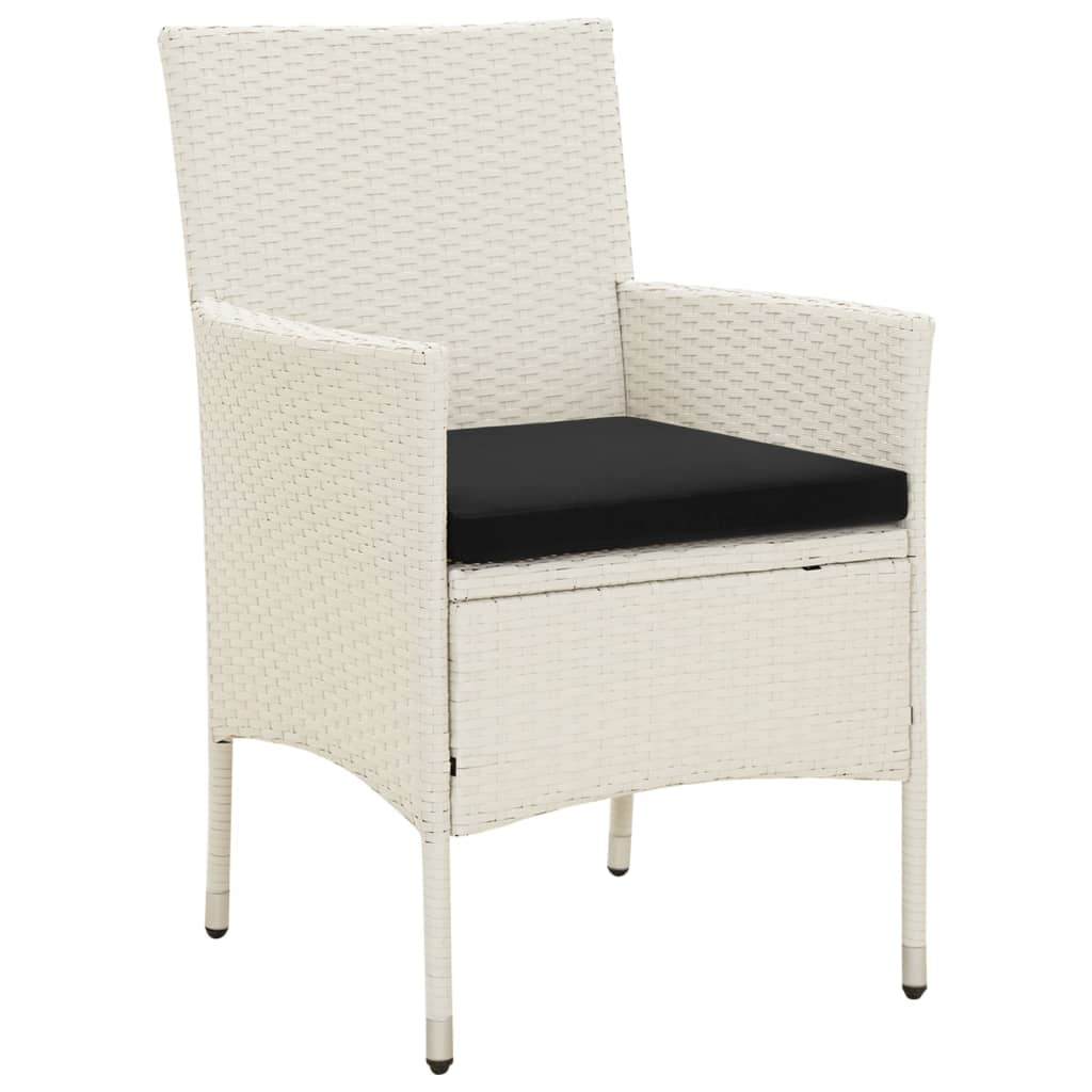 vidaXL Patio Chairs with Cushions 2 pcs Poly Rattan White