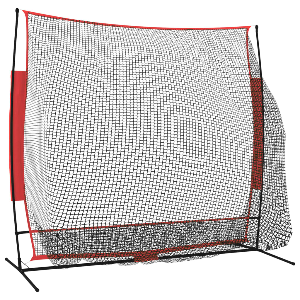 vidaXL Portable Baseball Net Black and Red 84.6"x42.1"x85" Polyester