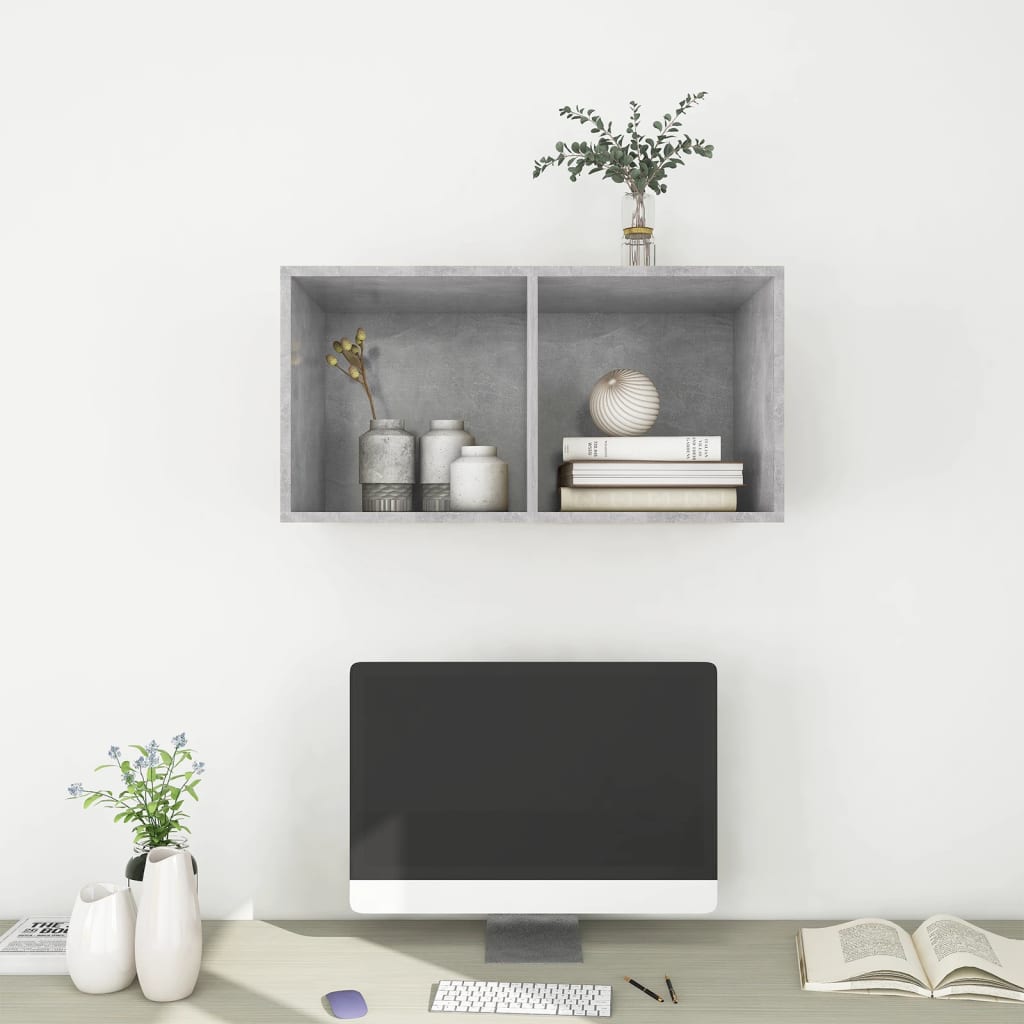 vidaXL Wall-mounted TV Cabinet Concrete Gray 14.6"x14.6"x28.3" Engineered Wood