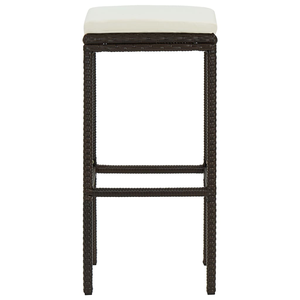 vidaXL Bar Stools with Cushions 4 pcs Brown Poly Rattan | vidaXL.com