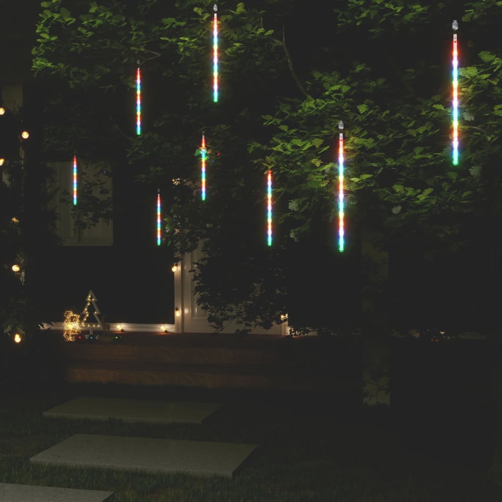 vidaXL Meteor Lights 8 pcs 1 ft Colorful 192 LEDs Indoor Outdoor