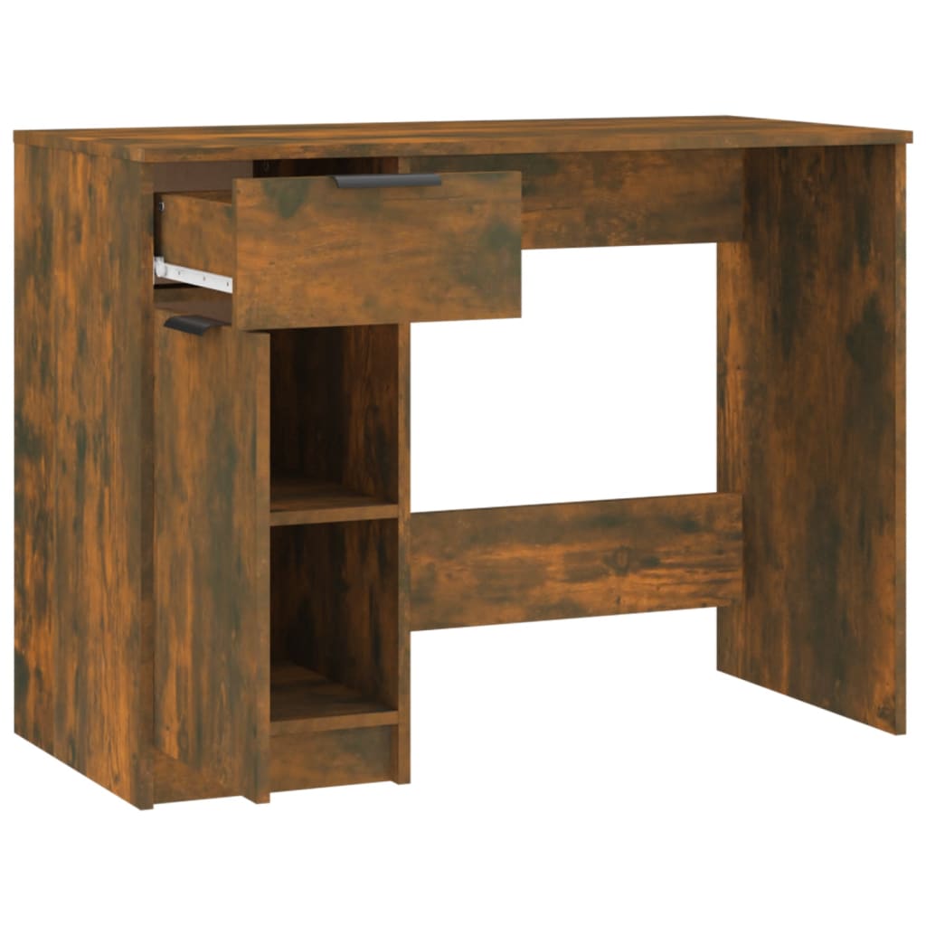 vidaXL Desk Smoked Oak 39.4"x19.7"x29.5" Engineered Wood