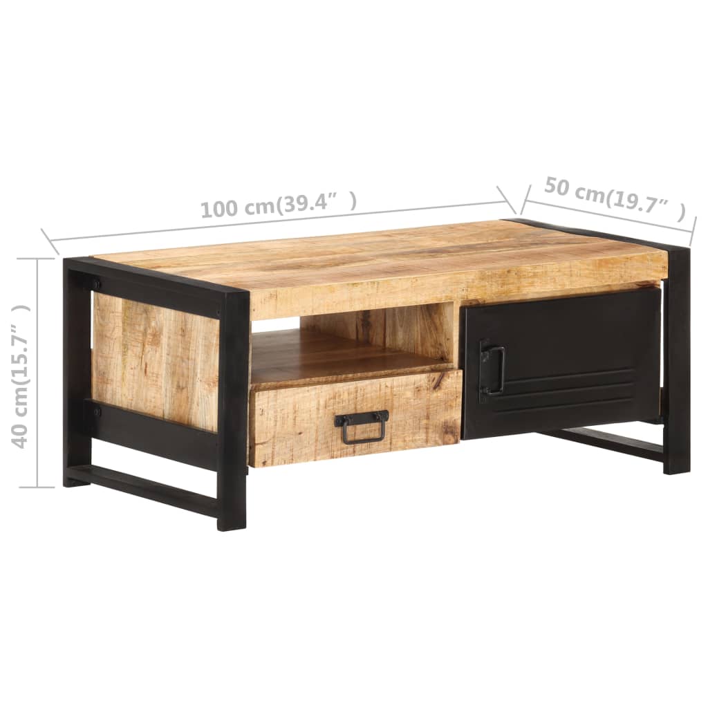 vidaXL Coffee Table 39.4"x19.7"x15.7" Rough Mango Wood