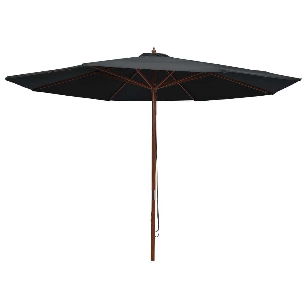 vidaXL Outdoor Parasol with Wooden Pole 137.8" Black