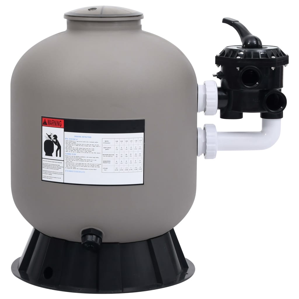 vidaXL Pool Sand Filter with Side Mount 6-Way Valve Gray