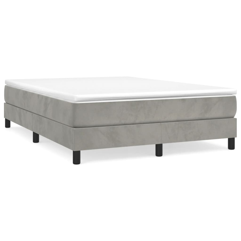 vidaXL Box Spring Bed with Mattress Light Gray 59.8"x79.9" Queen Velvet