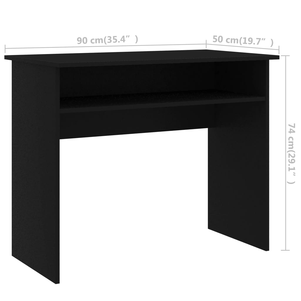 vidaXL Desk Black 35.4"x19.7"x29.1" Engineered Wood