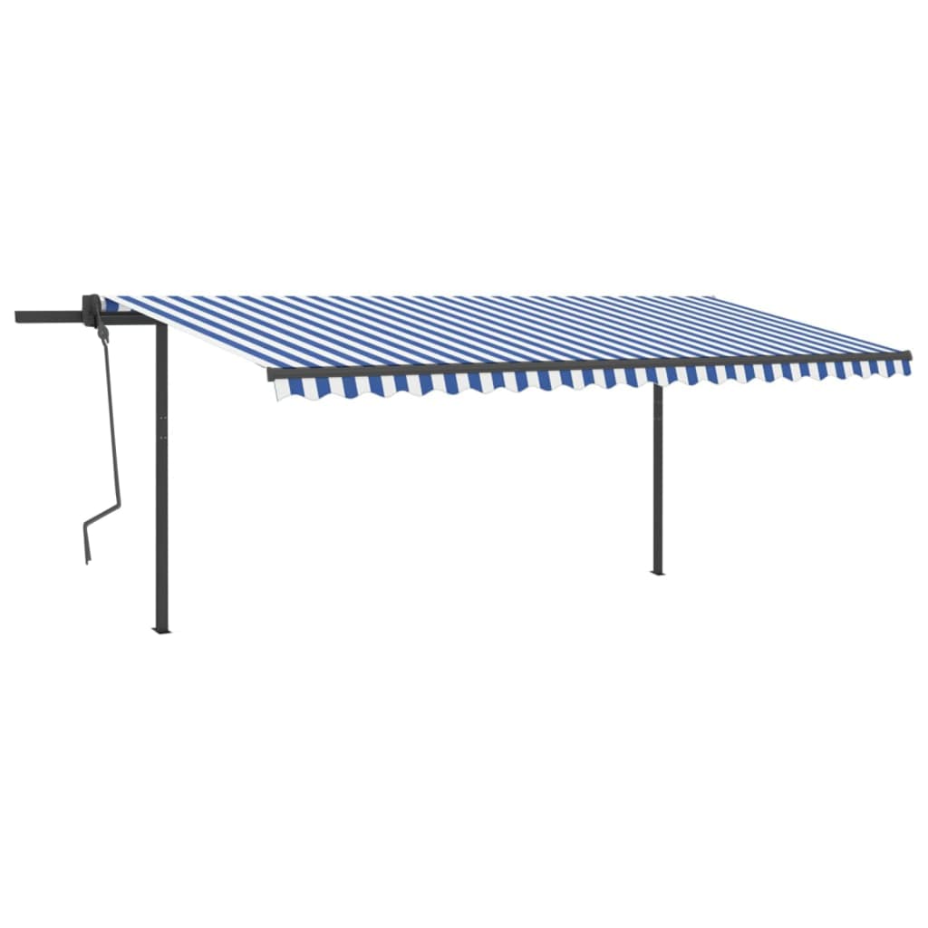 vidaXL Manual Retractable Awning with LED 16.4'x9.8' Blue and White