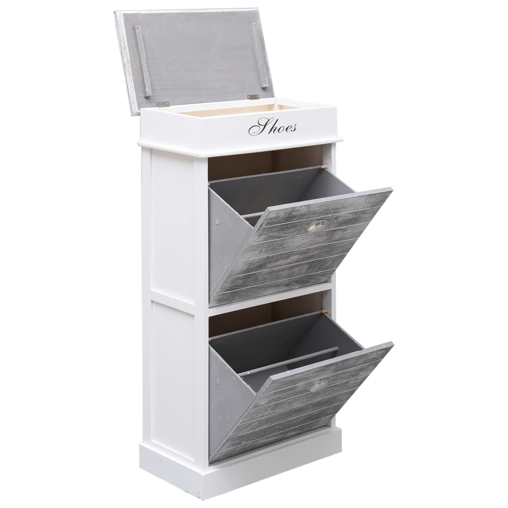 vidaXL Shoe Cabinet Gray 19.7"x11"x38.6" Paulownia Wood