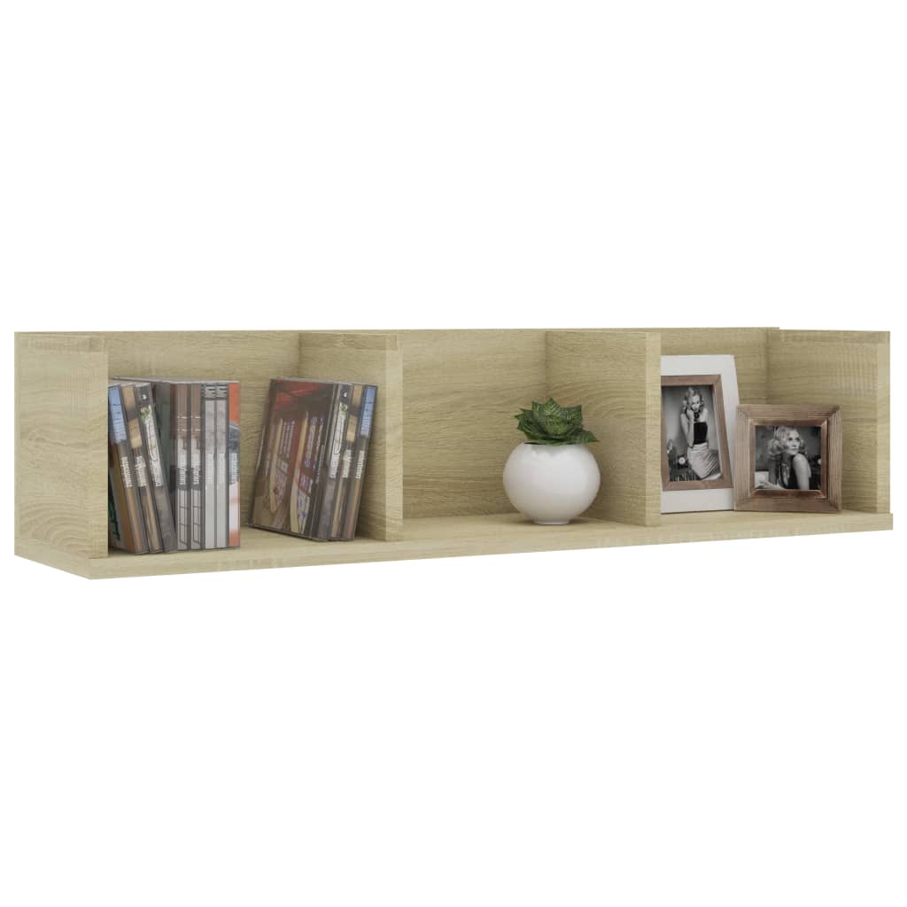vidaXL CD Wall Shelf Sonoma Oak 29.5"x7.1"x7.1" Engineered Wood