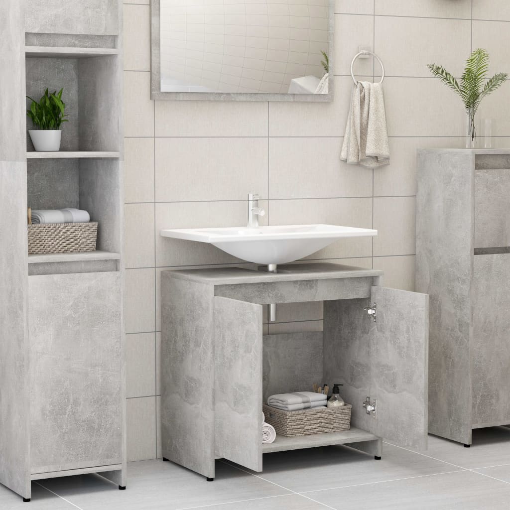 vidaXL Bathroom Cabinet Concrete Gray 23.6"x13"x24" Chipboard
