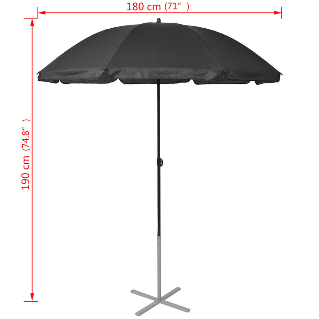 vidaXL Sun Loungers with Umbrella Aluminum Black